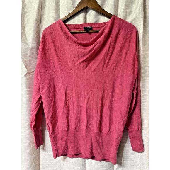 Talbots Sweaters - Talbots Pure Merino Wool Sweater Womens LP Medium Petite Pink Waterfall Neckline